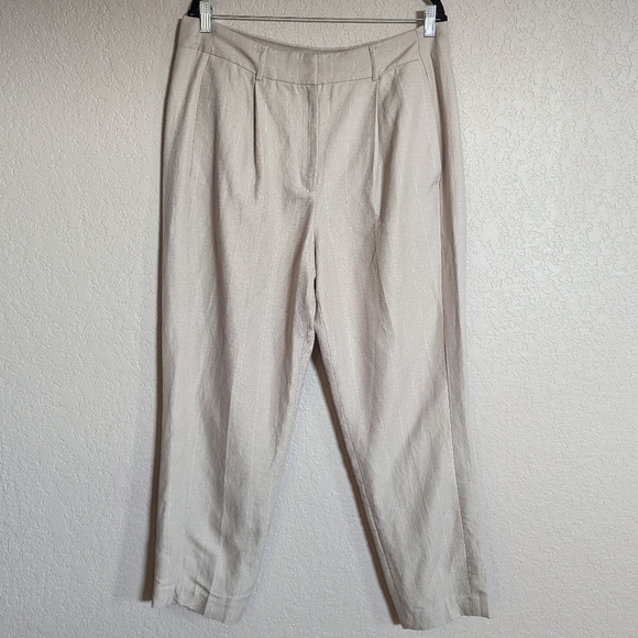 Express Women's Size 14R High Rise Ankle Beige Slim Straight Leg Dress Pants - Picture 13 of 13